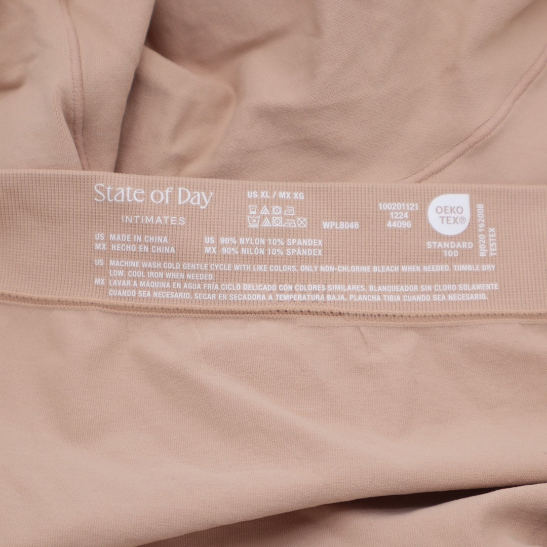 State Of Day Intimates Seamless Slip Boxer Brief Womens XL Beige Nylon Stretch