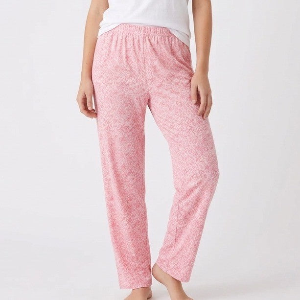 Charter Club Intimates Pajama Pants Womens Small Pink Floral Cotton Straight Leg