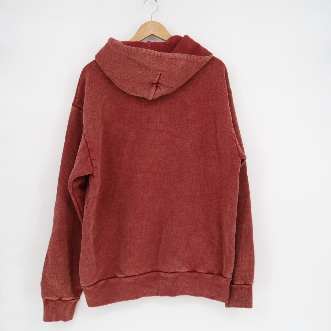 American Giant Hoodie Mens Large Red Logo Fleece Lined Cotton Kangaroo Pocket