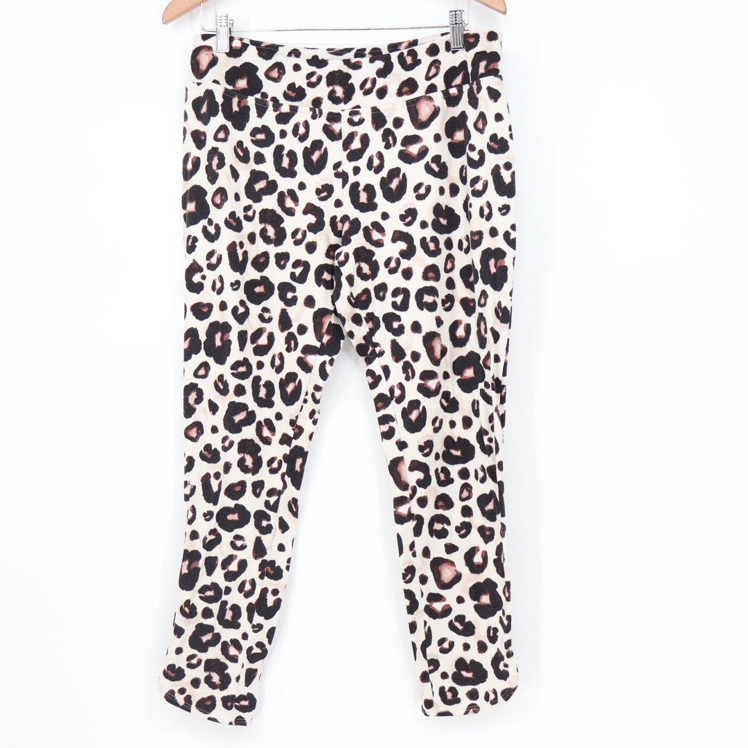 Stars Above Womens Leopard Print Pajama Set Long Sleeve Twist Front Top Large