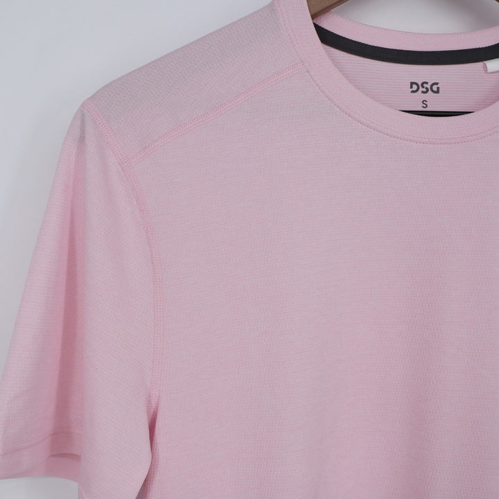 DSG Mens Short Sleeve Performance T-Shirt Pink Crew Neck Activewear Size S