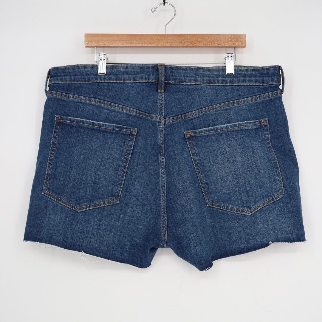 Old Navy Curvy Shorts Women 18 Blue Denim Stretch High Rise Secret-Smooth Pocket