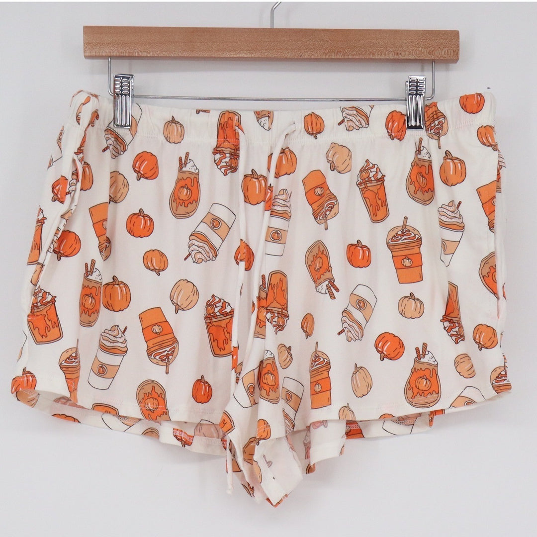 Way to Celebrate Fall Pumpkin Spice Latte Pajama Set Orange White Large 12-14