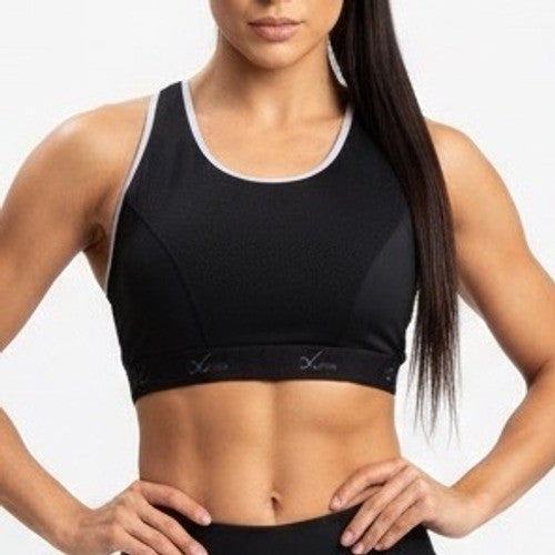 CW-X Sports Bra Womens 38DD Black Stretch High Impact Support Cross Back Strap