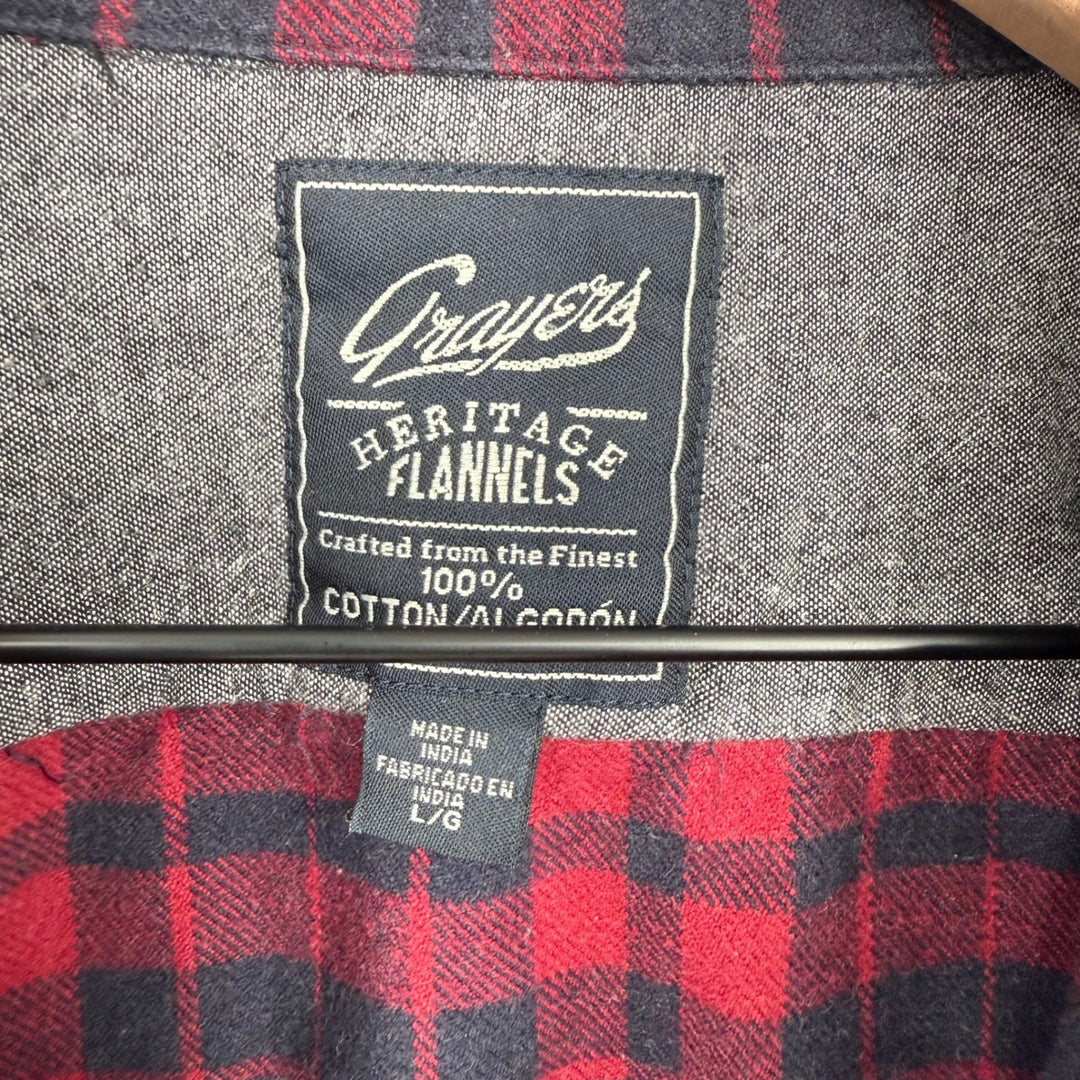 Crayers Heritage Flannels Mens Plaid Long Sleeve Button Up Shirt Size L