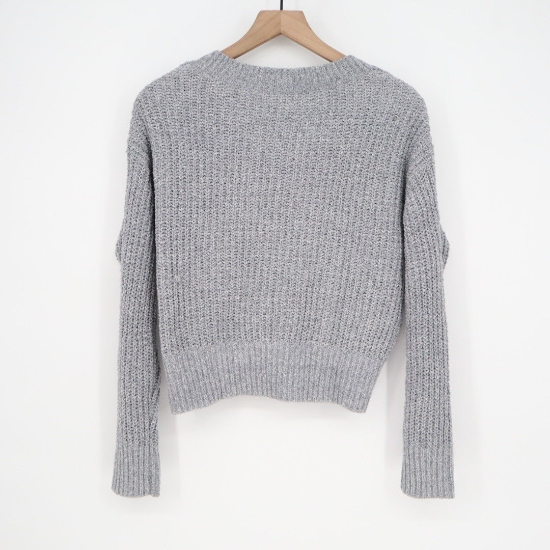 State of Day Intimates Pajama Top Womens Small Gray Open Knit Pullover Sleepwear