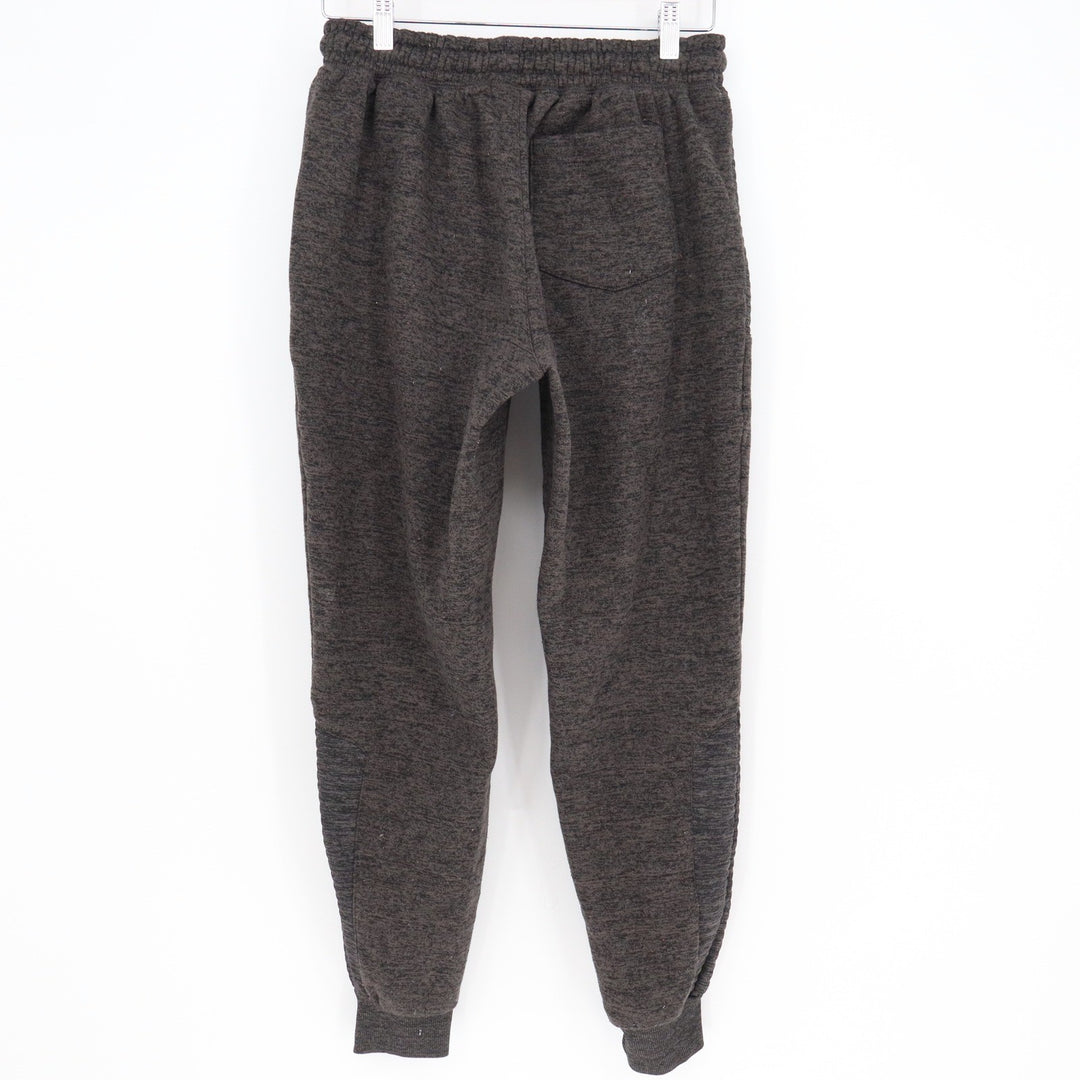 Pony Mens Small Charcoal Heather Fleece Joggers Moto Knee Zipper Pockets Gray