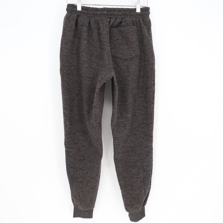 Pony Mens Small Charcoal Heather Fleece Joggers Moto Knee Zipper Pockets Gray