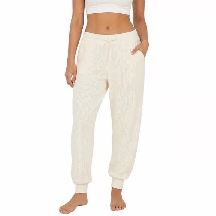 DSG So Soft Ottoman Jogger Womens XS Light Cream Ribbed Sweatpants NEW