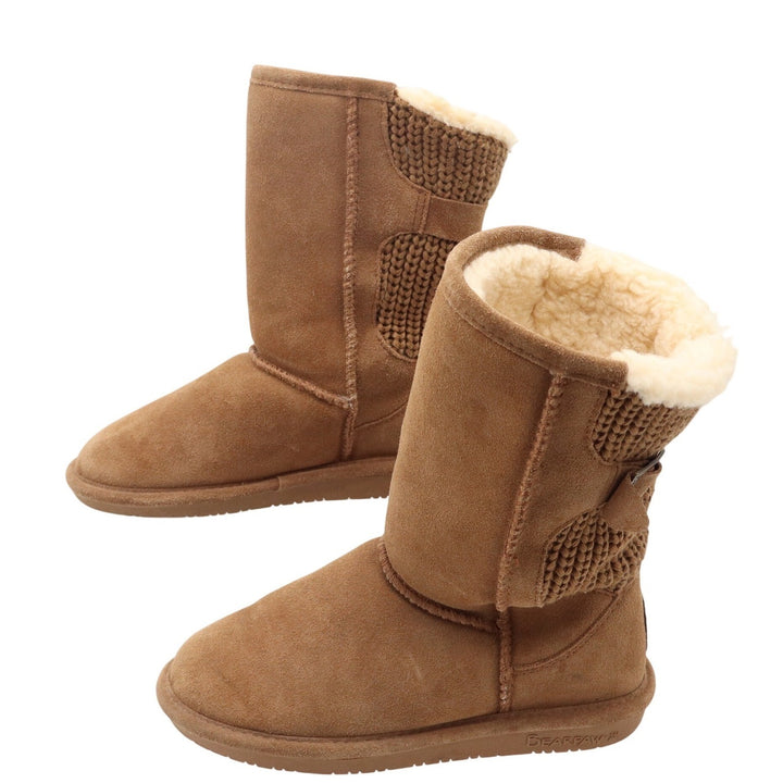 Bearpaw Stella Womens 7 Hickory Suede Knit Mid Calf Winter Boots Brown