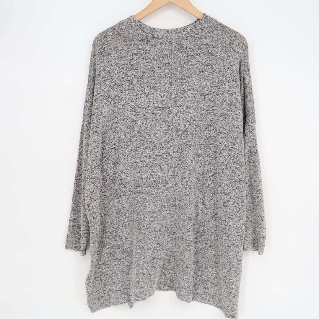 Atmosphere Sweater Women Small Heather Gray Boucle Knit High Low Hem Long Sleeve
