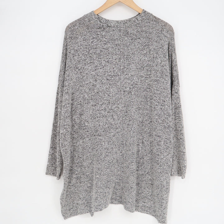 Atmosphere Sweater Women Small Heather Gray Boucle Knit High Low Hem Long Sleeve