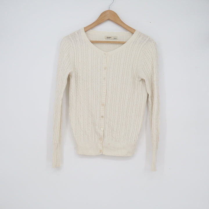 Old Navy Mens Cream White Cable Knit Button Front Cardigan Sweater Medium