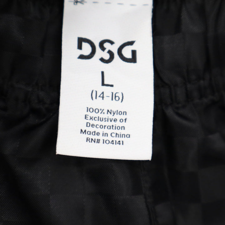 DSG Boys Large 14-16 Black Woven Soccer Shorts Checkerboard NWT