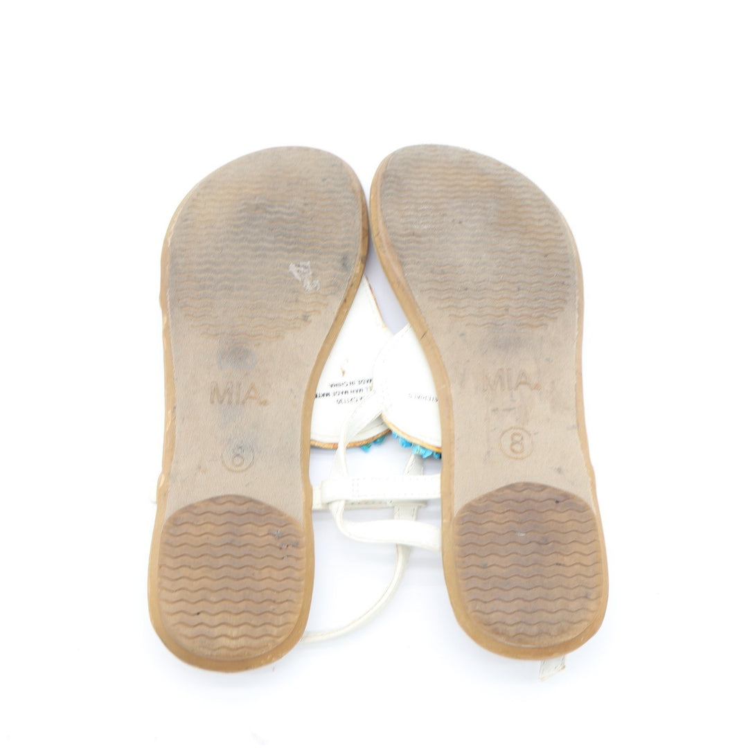 MIA Emma White Beaded Turquoise Boho Thong Slingback Sandals Womens Size 8