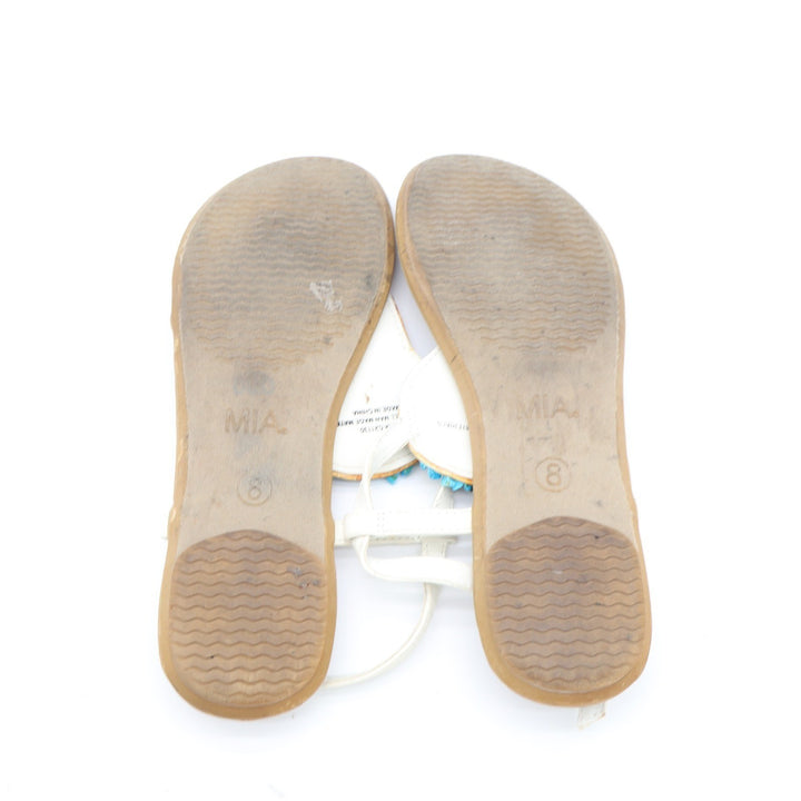 MIA Emma White Beaded Turquoise Boho Thong Slingback Sandals Womens Size 8