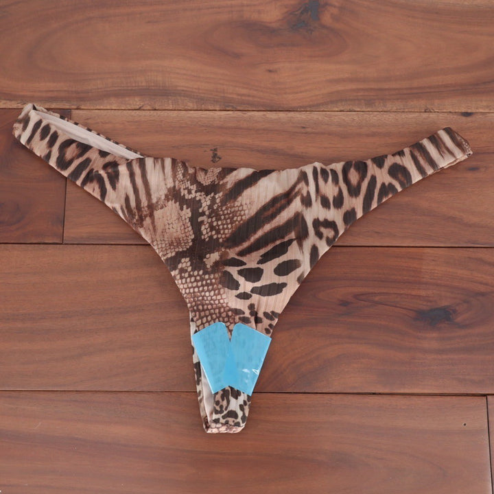ASOS Design Leopard Animal Print Rib High Leg Thong Panty UK 12 US 8