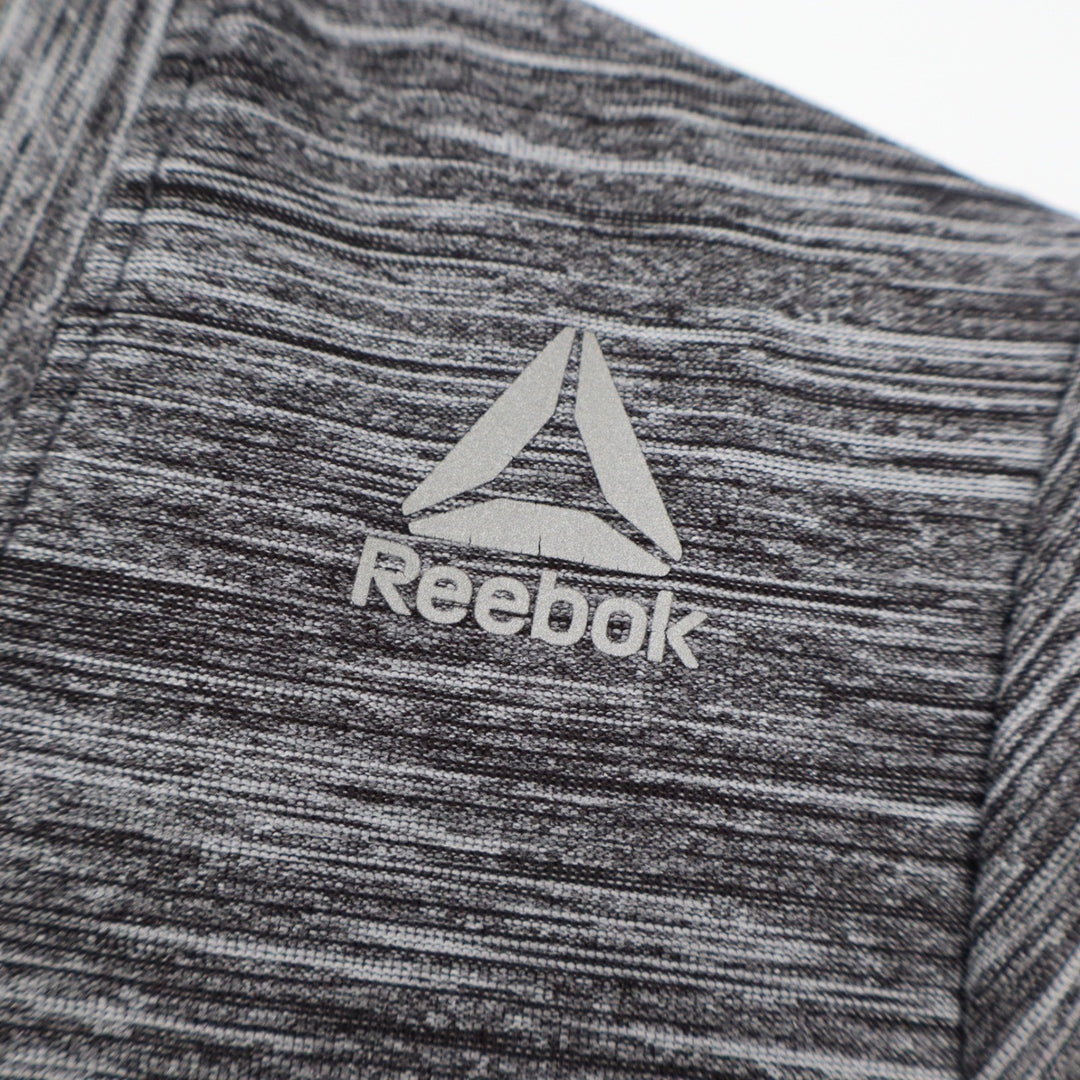 Reebok Womens Space Dye Athletic T-Shirt Gray Short Sleeve High-Low Hem Medium