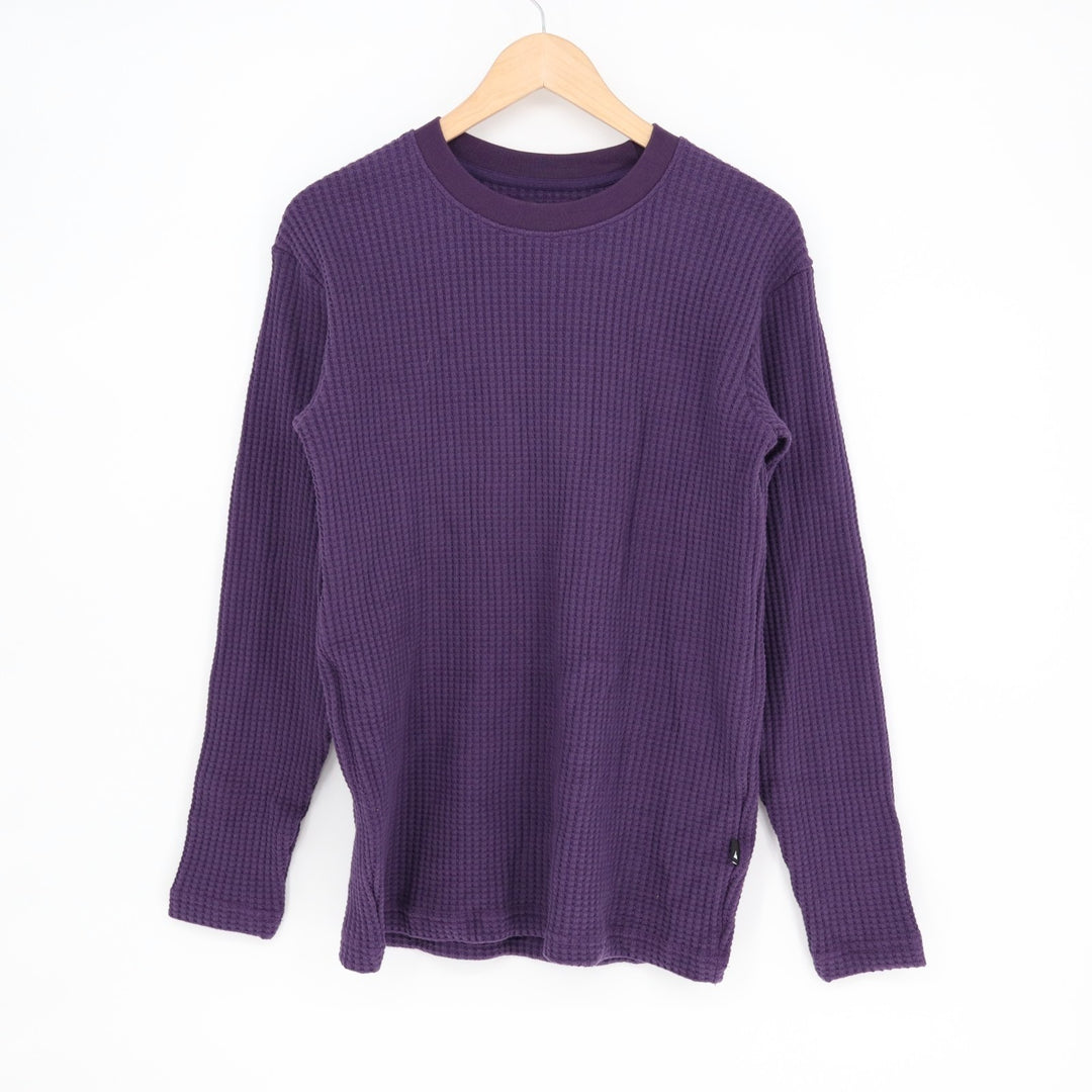 American Giant T-Shirt Mens Small Purple Cotton Stretch Waffle Knit Long Sleeve