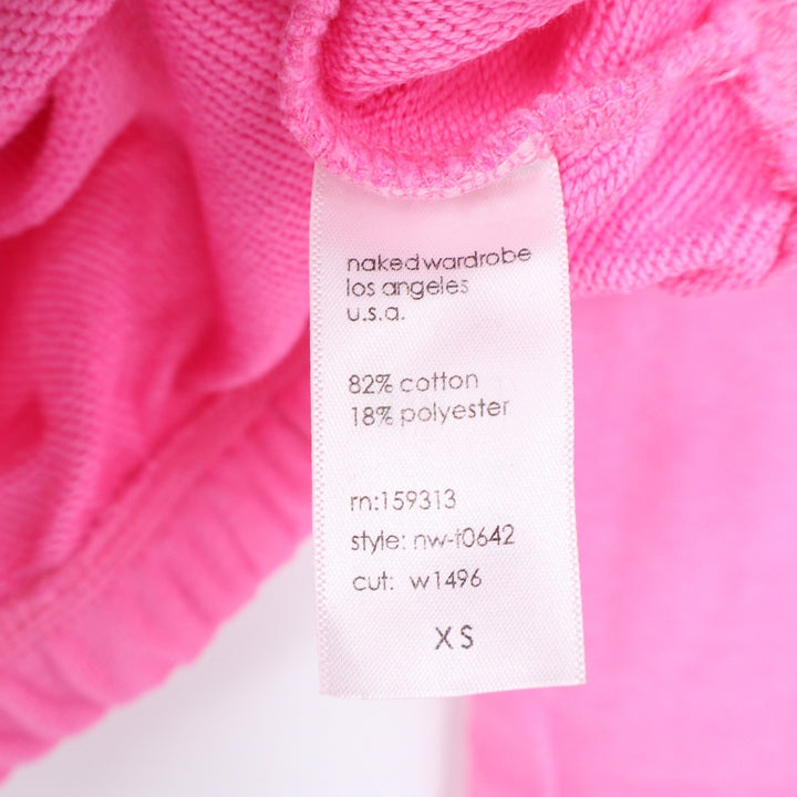 Naked Wardrobe Womens Pink Cropped Pullover Hoodie Sweatshirt XS