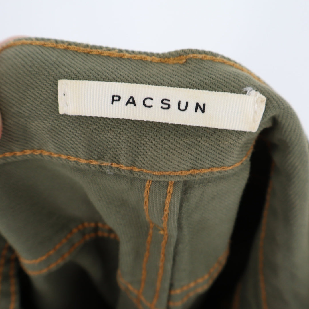 PacSun Green Carpenter Pants Double Knee Utility Workwear Straight Leg Size 27