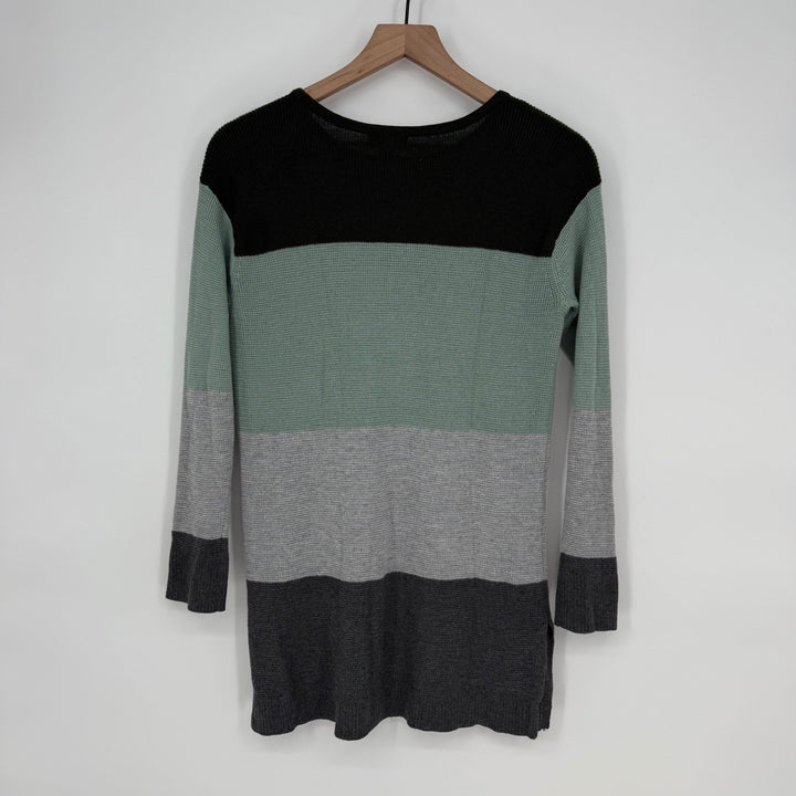 Vince Camuto Colorblock Waffle Knit Long Sleeve Pocket Tunic Sweater XS