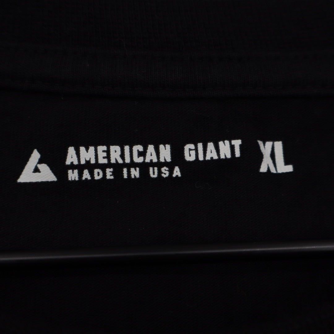 American Giant T-Shirt Mens XL Black Cotton Short Sleeve Front Pocket Outdoor