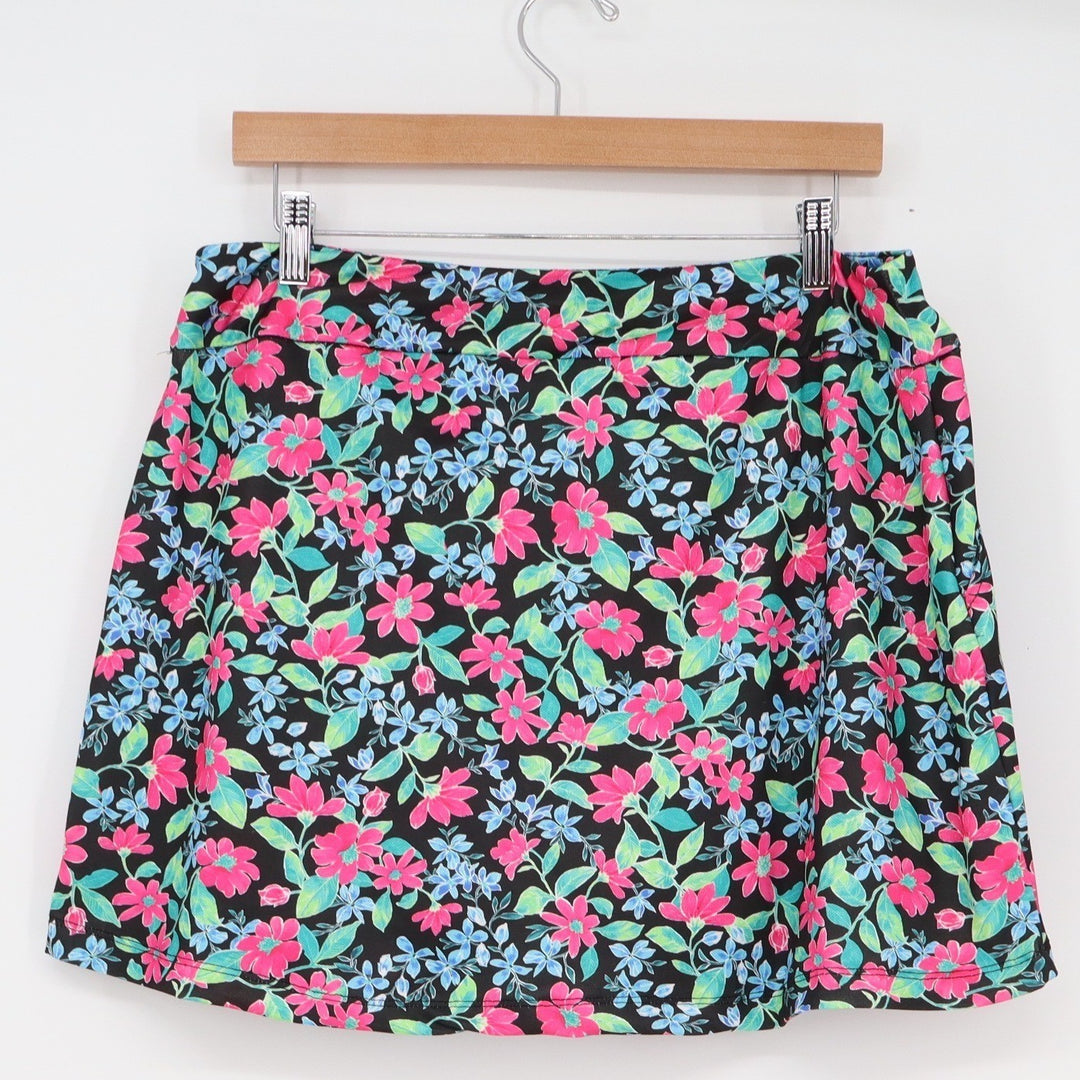 Dear Scarlett Resort Floral Skort Womens Large Black Pink Active Golf