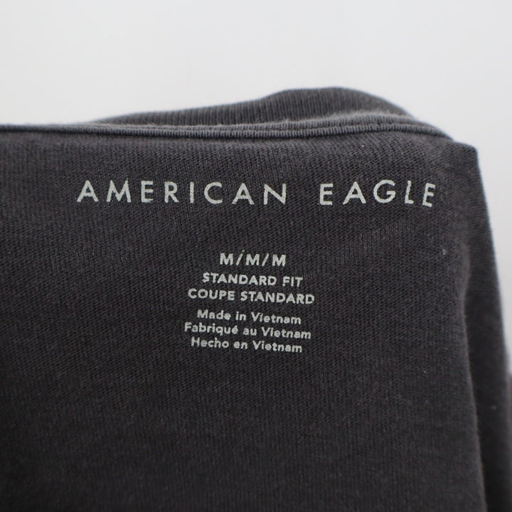 American Eagle Outfitters T-Shirt Men Medium Black Cotton Crew Neck Short Sleeve