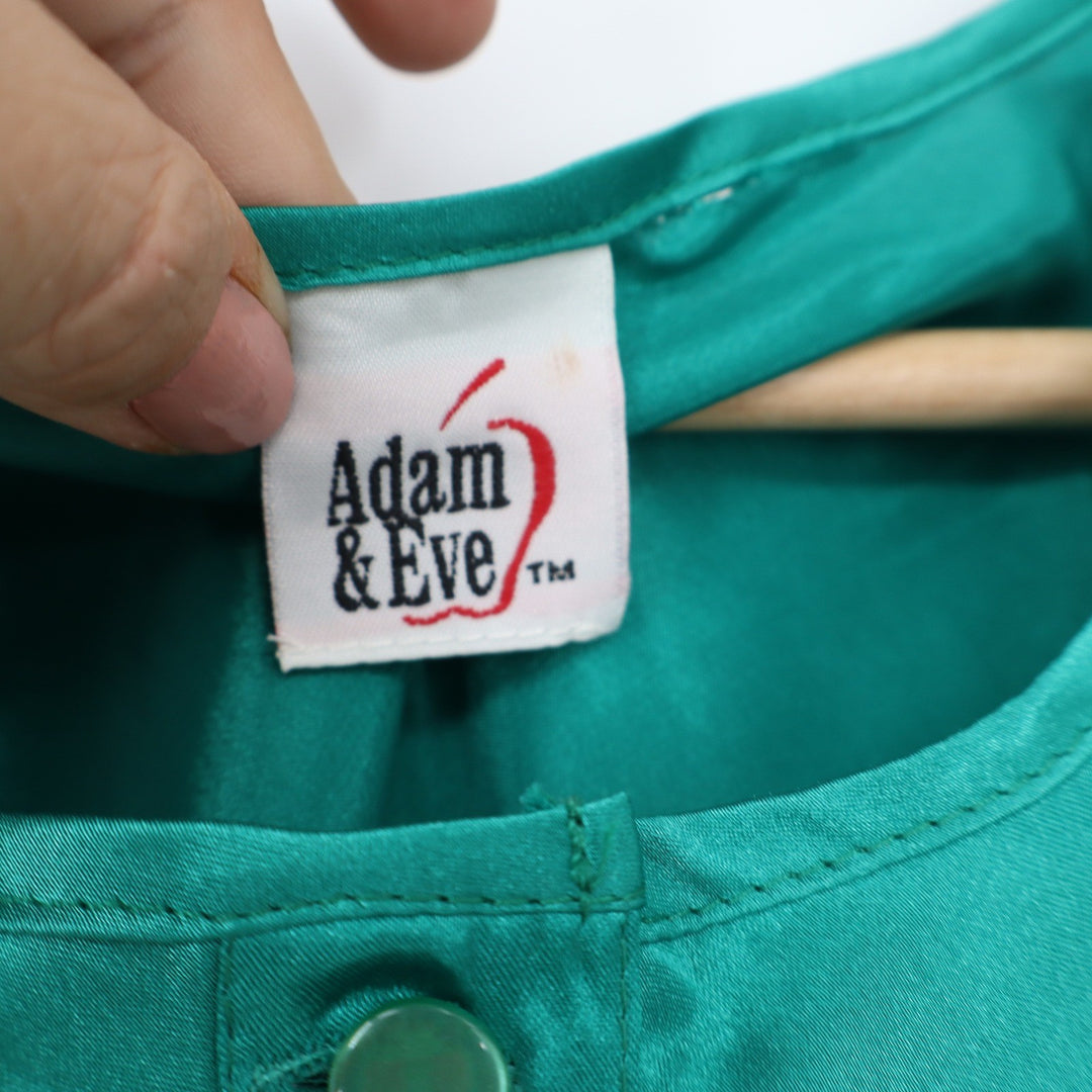 Adam & Eve Teal Green Satin Pajama Set Sleeveless Top Tap Shorts Plus Size 1X