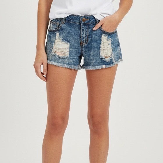 Love Culture Jeans Distressed Denim Cutoff Shorts Blue Size M
