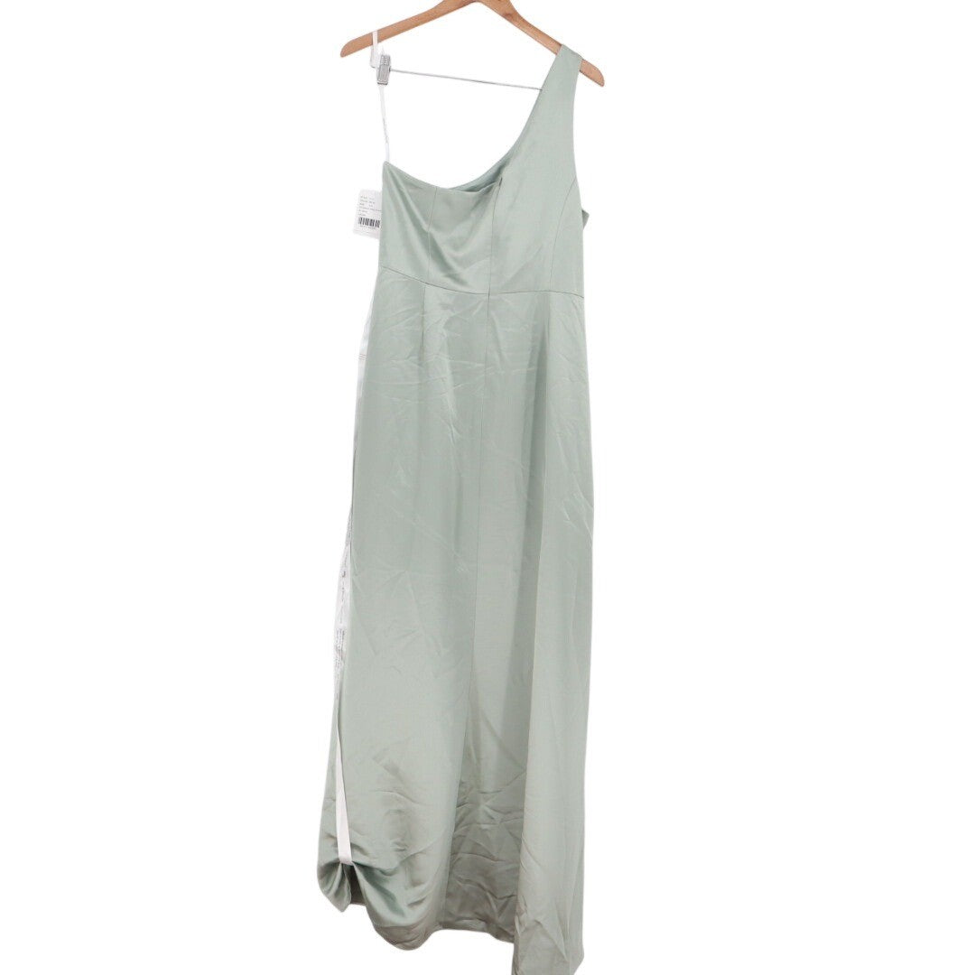 Dessy Collection Vivian Bianchi 14R Sage Green One Shoulder Hi Low Maxi Dress