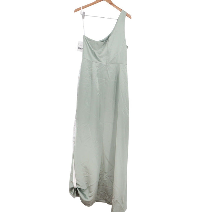 Dessy Collection Vivian Bianchi 14R Sage Green One Shoulder Hi Low Maxi Dress