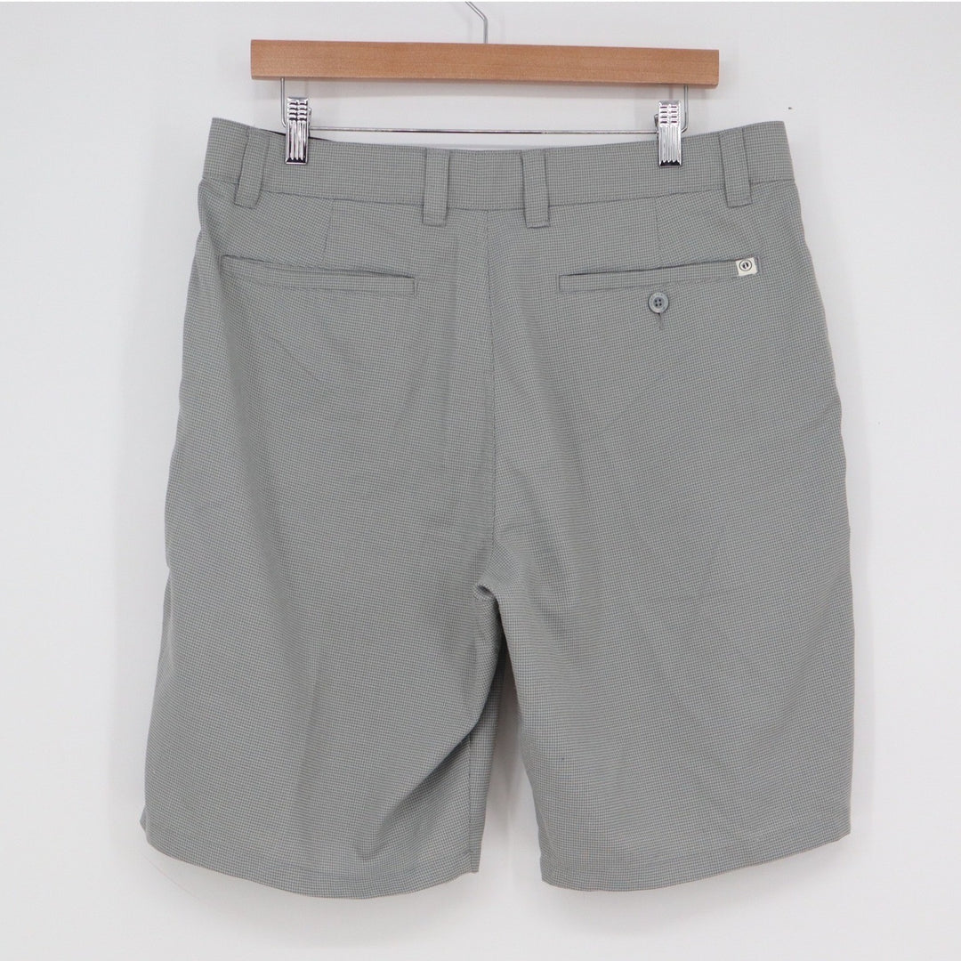 Hang Ten Mens Grey Micro Check Hybrid Walk Shorts Size 34 Stretch