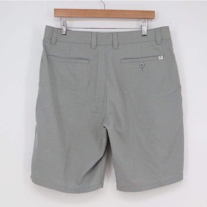 Hang Ten Mens Grey Micro Check Hybrid Walk Shorts Size 34 Stretch