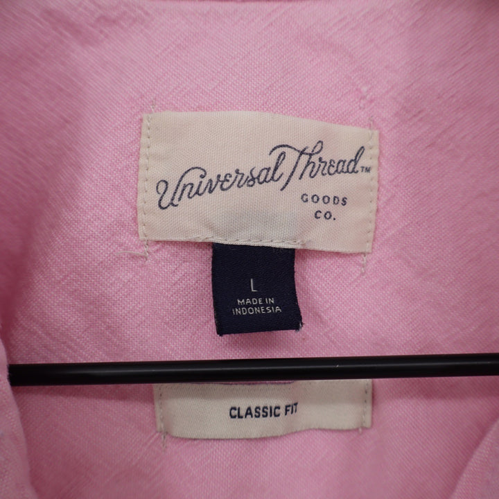 Universal Thread Pink Button Down Shirt Long Sleeve Cotton Classic Fit Large