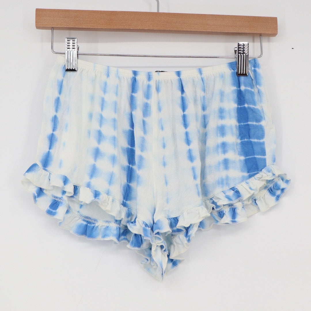 Forever 21 Blue White Tie Dye Ruffle Hem Lounge Pajama Shorts XS