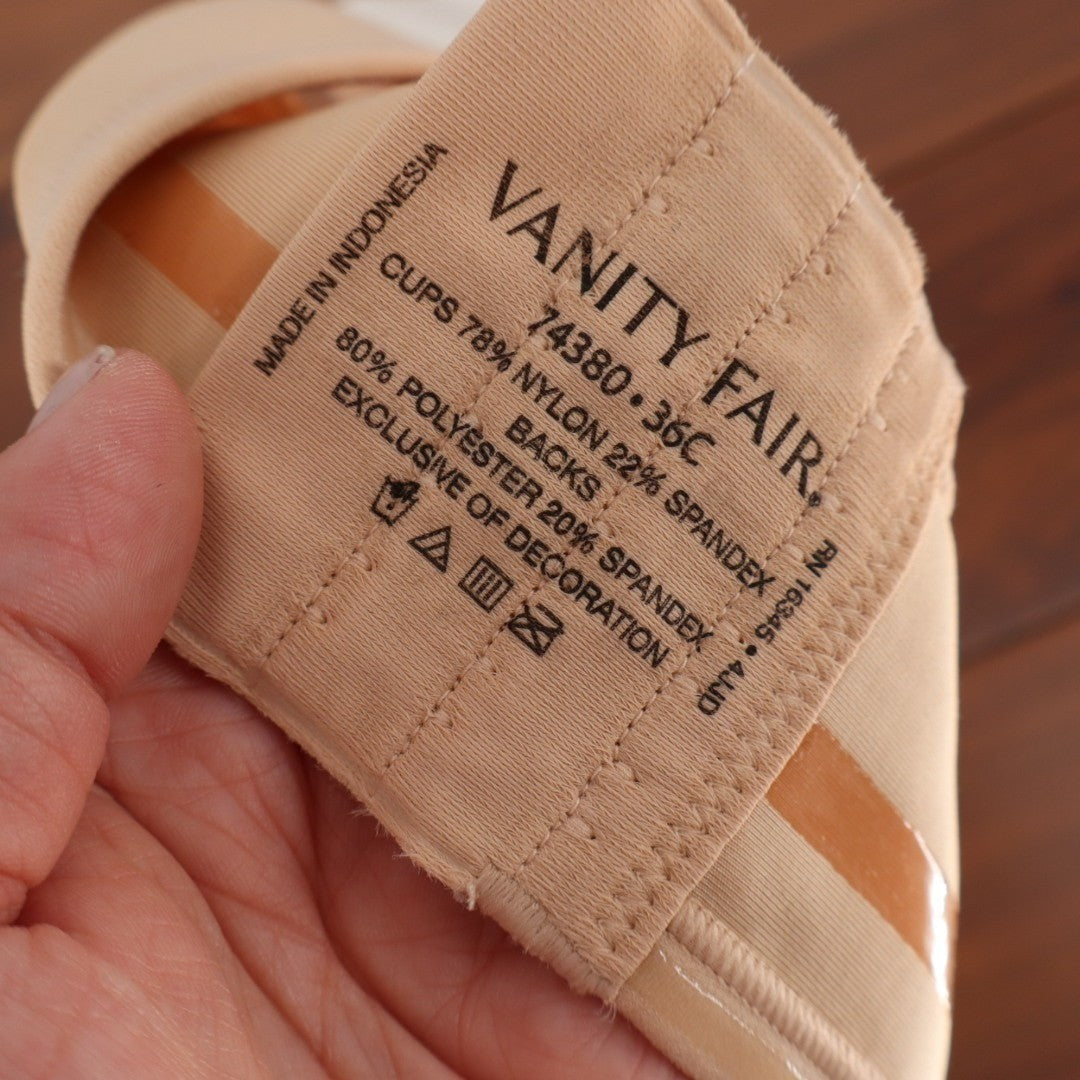 Vanity Fair Beauty Back Bra Womens 36C Nude Full Figure Strapless Underwire