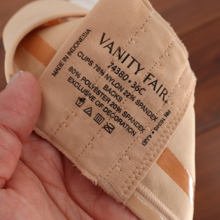 Vanity Fair Beauty Back Bra Womens 36C Nude Full Figure Strapless Underwire