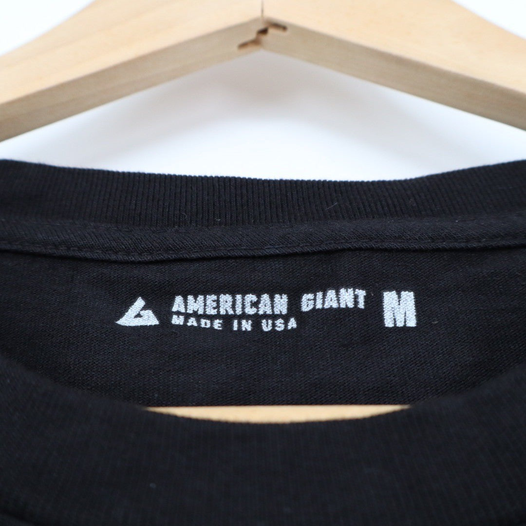 American Giant Mens Black Crew Neck T Shirt Made in USA Size Medium