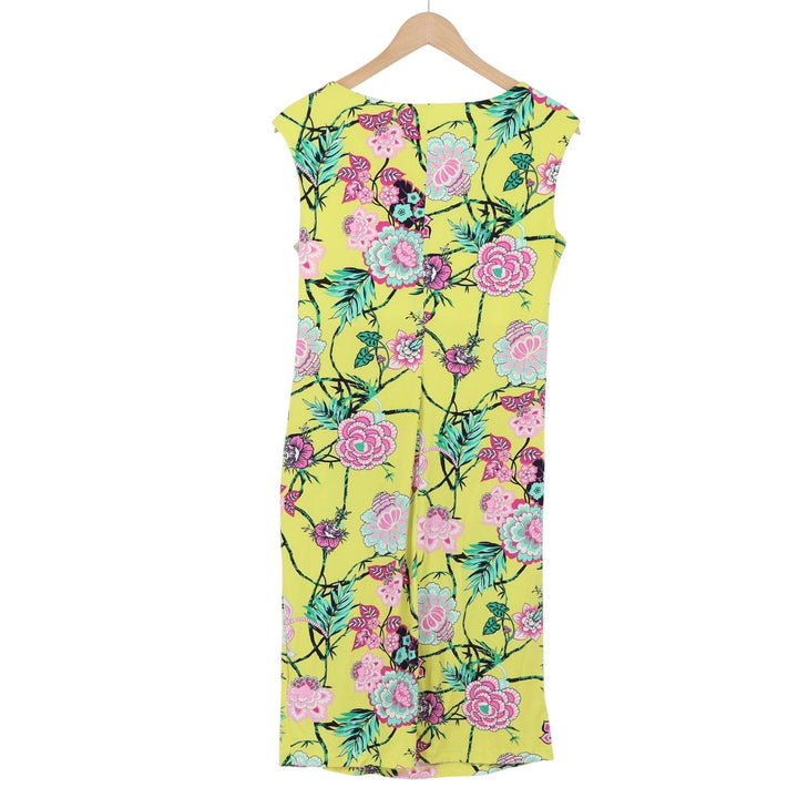 Shelby & Palmer Dress Womens 6 Sheath Yellow Floral Side Knot Sleeveless