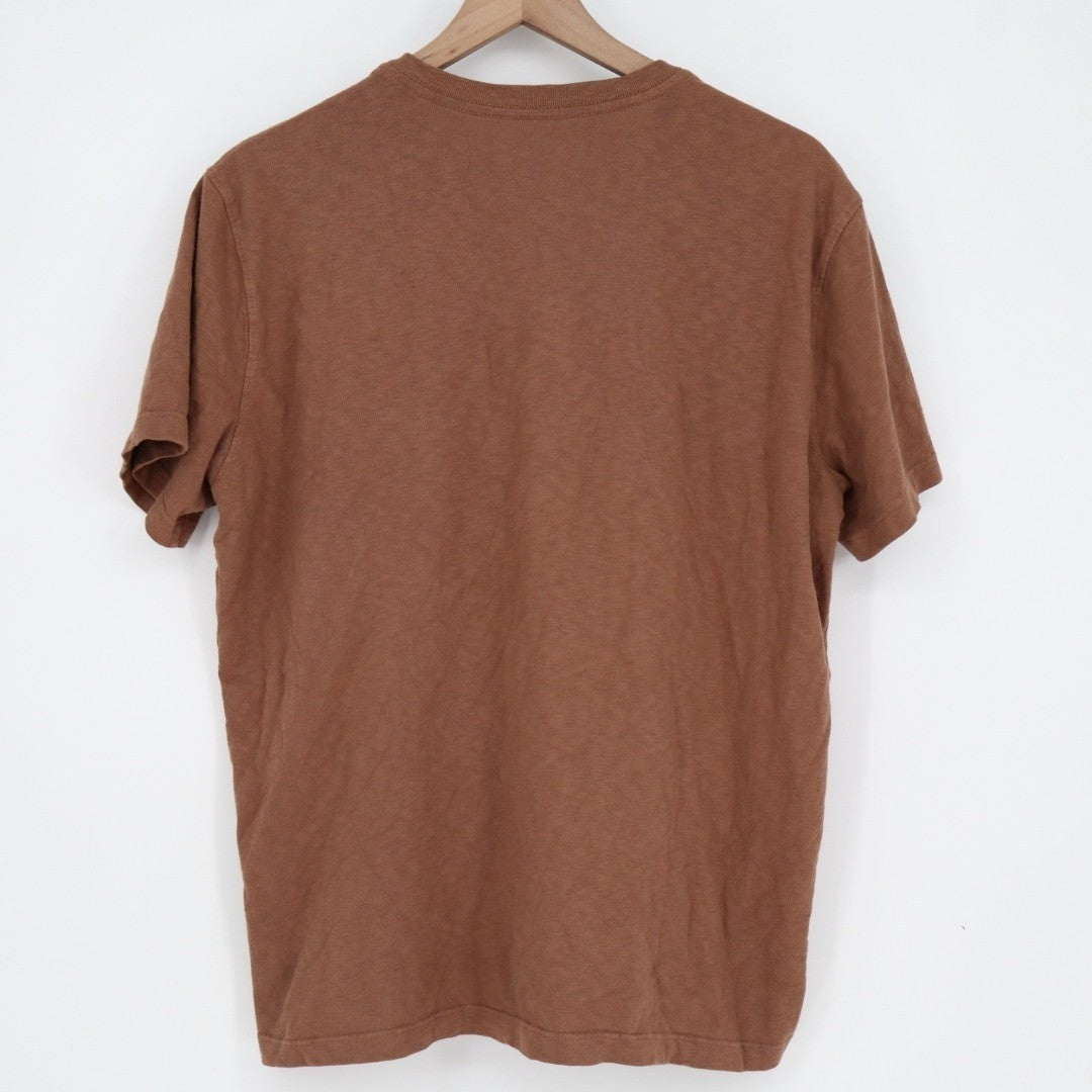 American Giant Premium Slub Tee Shirt Men's Medium Brown Cotton Knit V-Neck