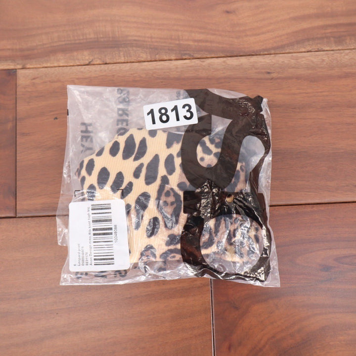 ASOS DESIGN Leopard Print Rib Knot High Leg Bikini Bottoms US Size 2