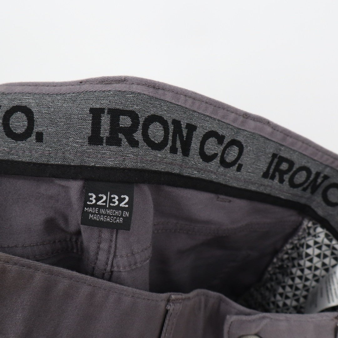 Iron Co. Jeans Mens 32x32 Gray Canvas Cotton Stretch Dark Wash Straight Leg