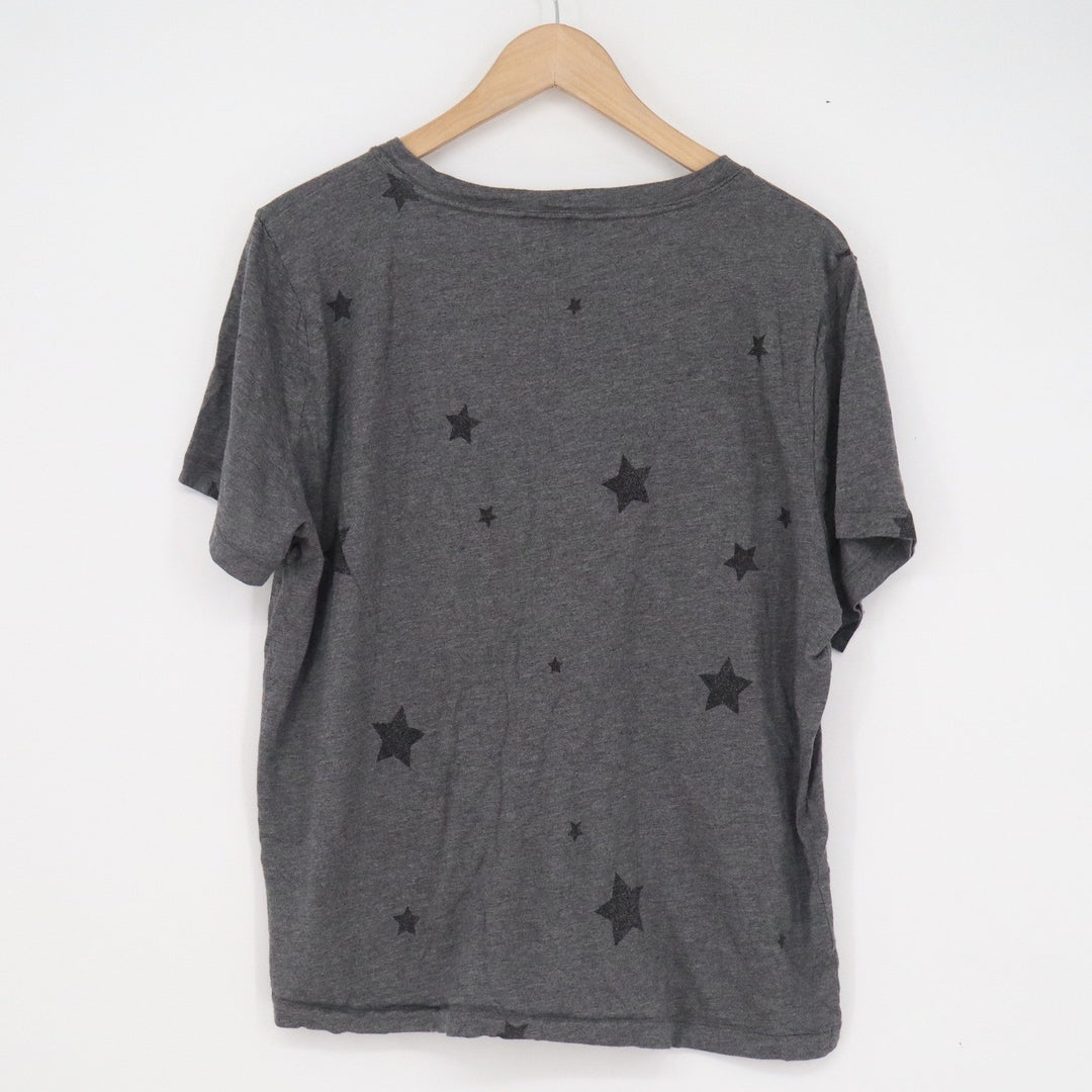 Splendid Womens XXL Charcoal Gray Star Print Cotton Modal Crew Neck T-Shirt