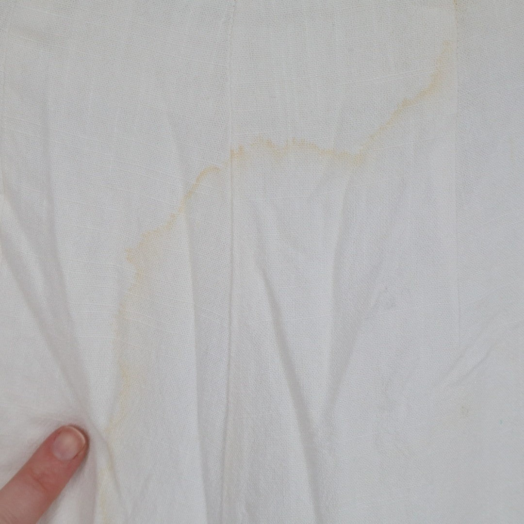Lulus Pants Womens Medium Cream Lined Linen Blend Casual Wide Leg Side Buttons