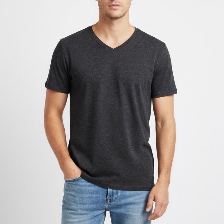Goodfellow & Co Lyndale Tee V Neck Short Sleeve Charcoal Heather Size M
