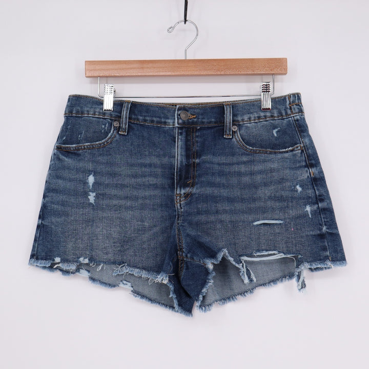 Aerie Daydream Cut-Off Shorts Womens Medium Blue Denim Cotton Distressed Raw Hem