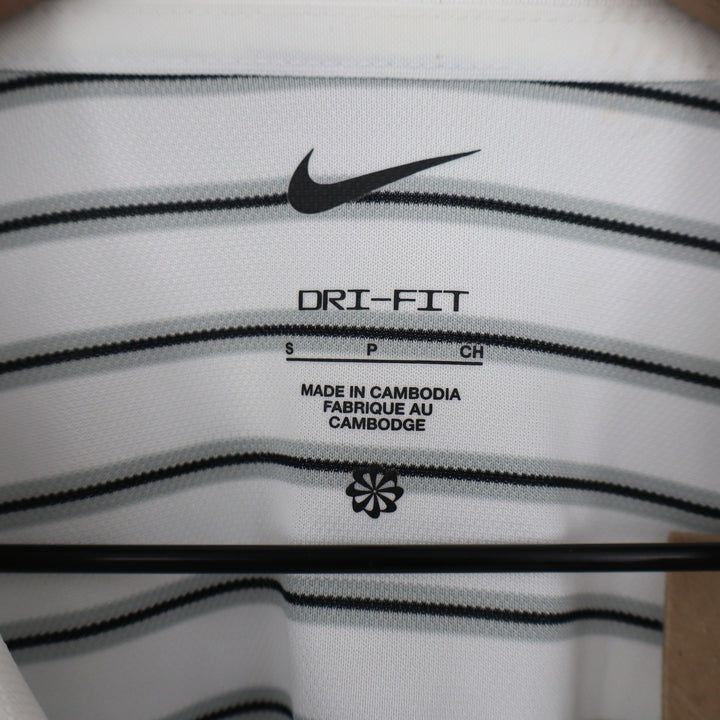 Nike Golf Mens Dri-FIT Victory Striped Polo Shirt White Black Small