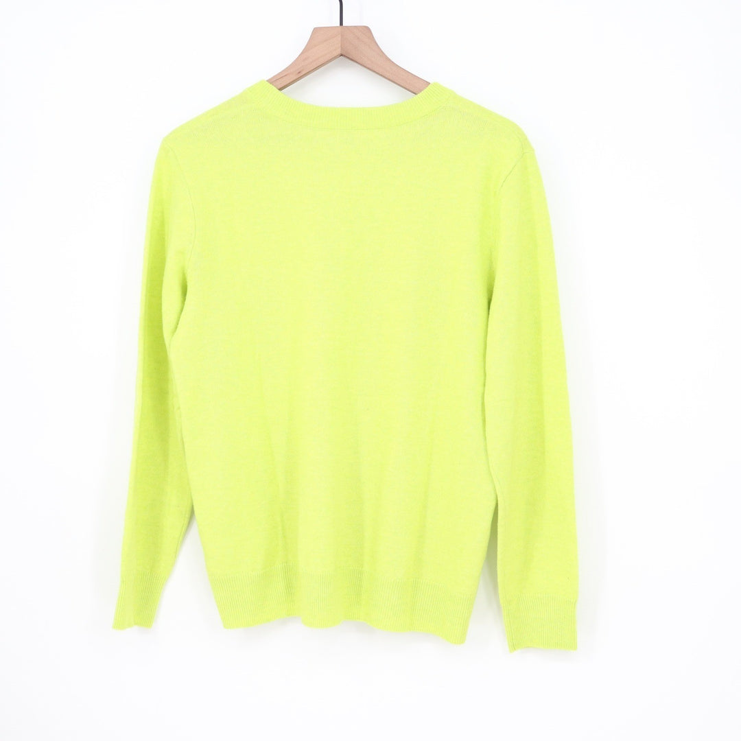 A New Day Womens Neon Lime Green Crewneck Sweater Recycled Polyester Size M